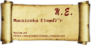 Macsicska Elemér névjegykártya